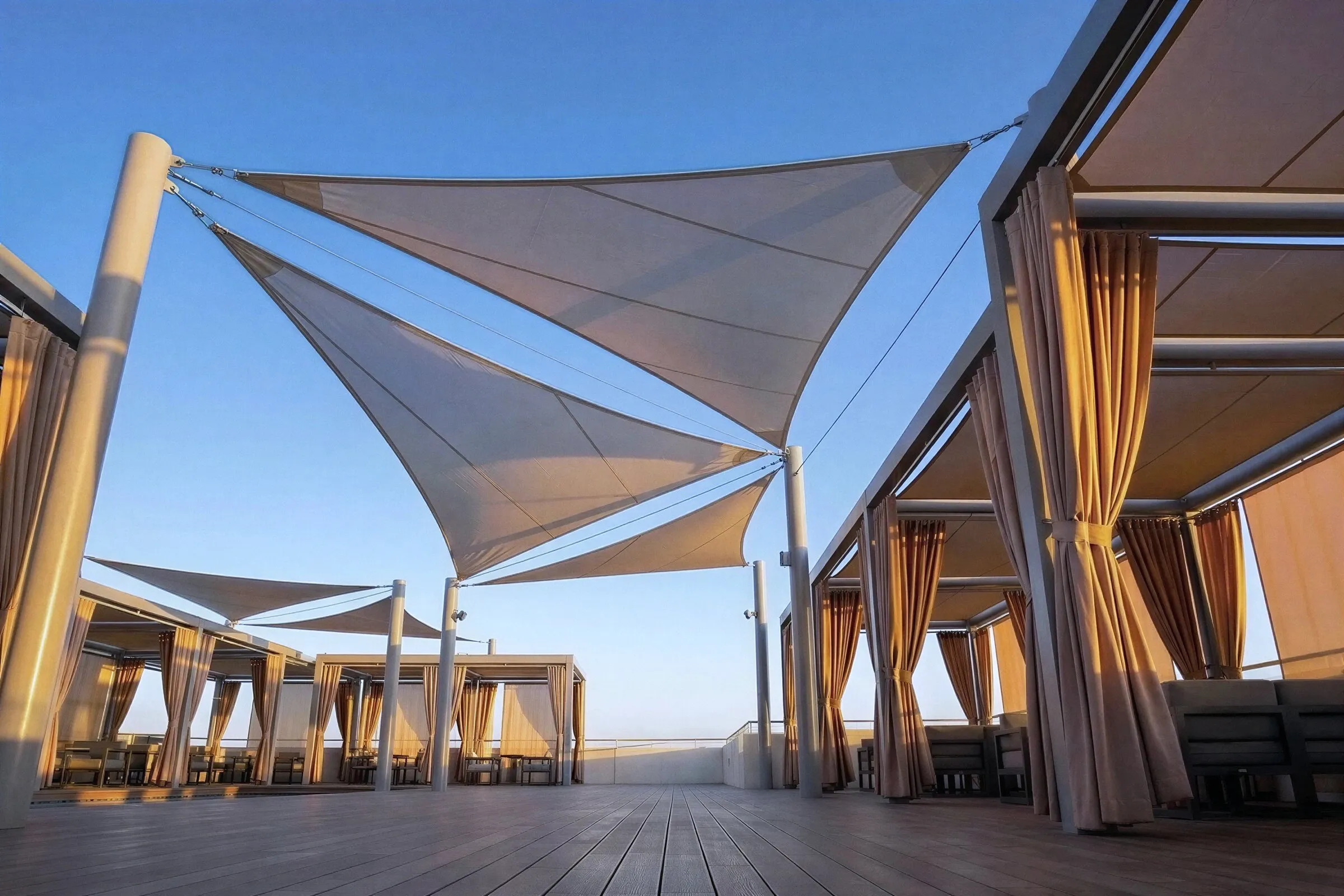 Architectural solutions — sun sail over a terrace